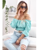 Kurze Bluse mit Rüschen unten, Mint MP29390 – Online-Shop – Boutique